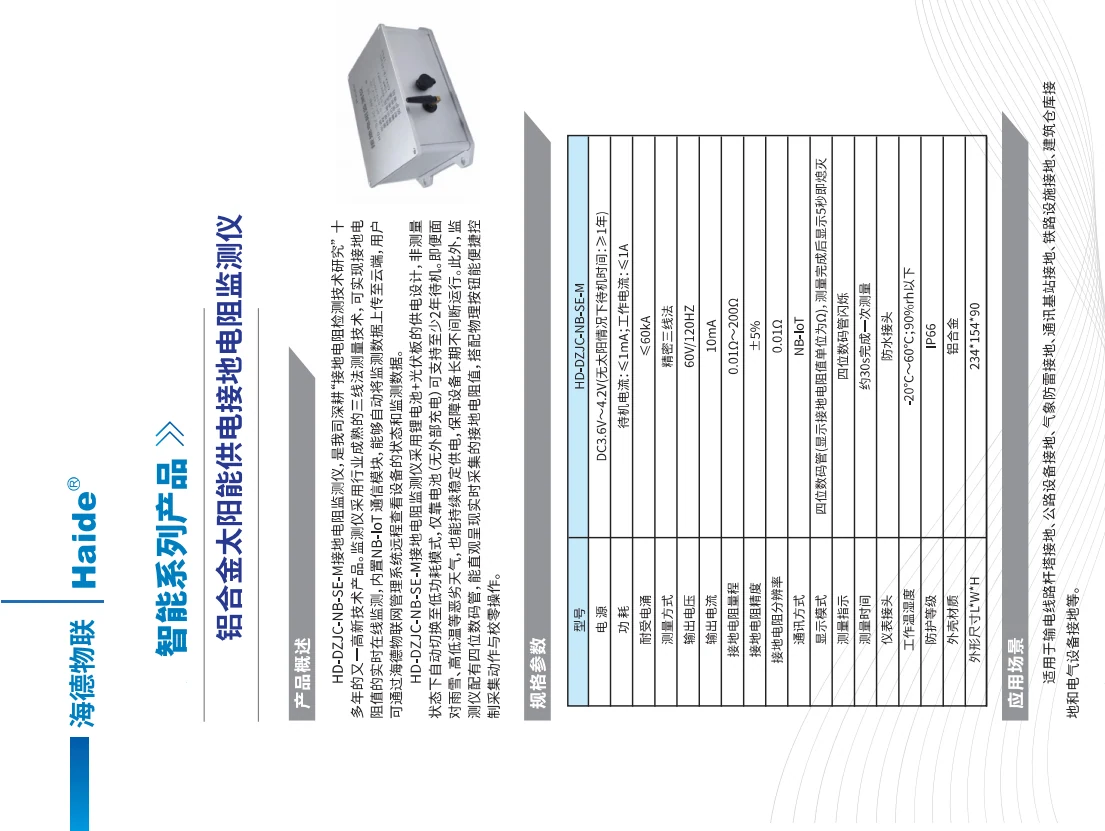 NB Earthing Resistance Monitor (Aluminium Housing) 技术参数